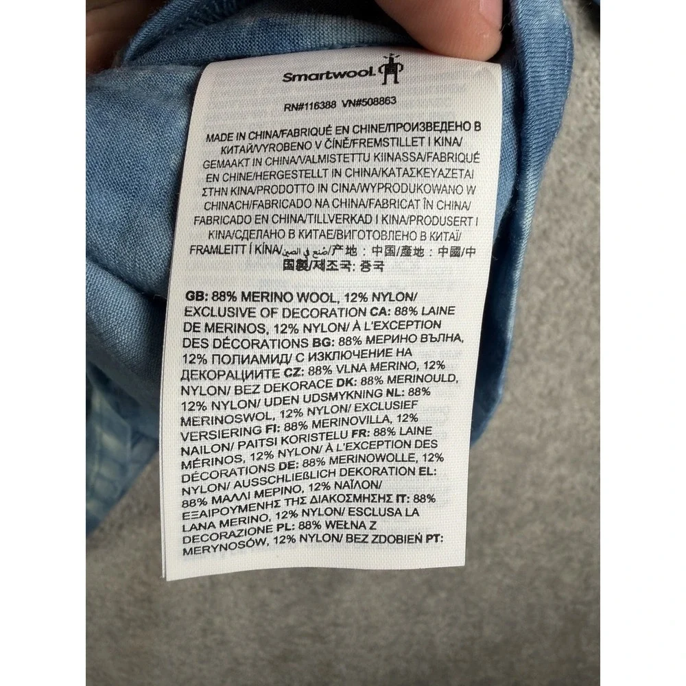 SmartWool Merino Plant Dye Base Layer Mens L Blue Tie-Dye Long Sleeve